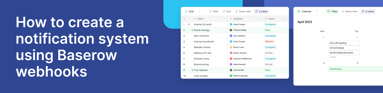 Banner image for blog post on How to create a notification system using Baserow webhooks