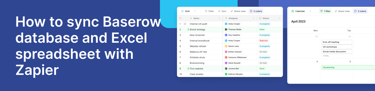 Banner image for blog to sync Baserow and Excel with Zapier